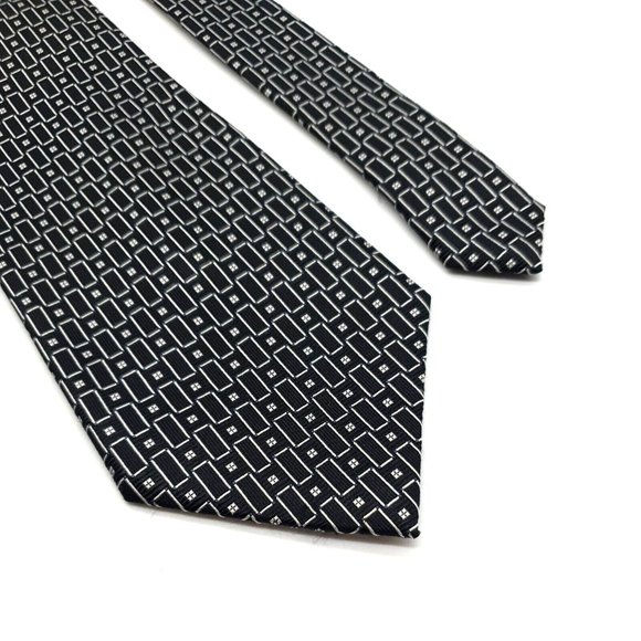 Pierre Cardin Mens Tie Dress Accessory USA 100% Silk Black White Business Gift - Picture 5 of 7